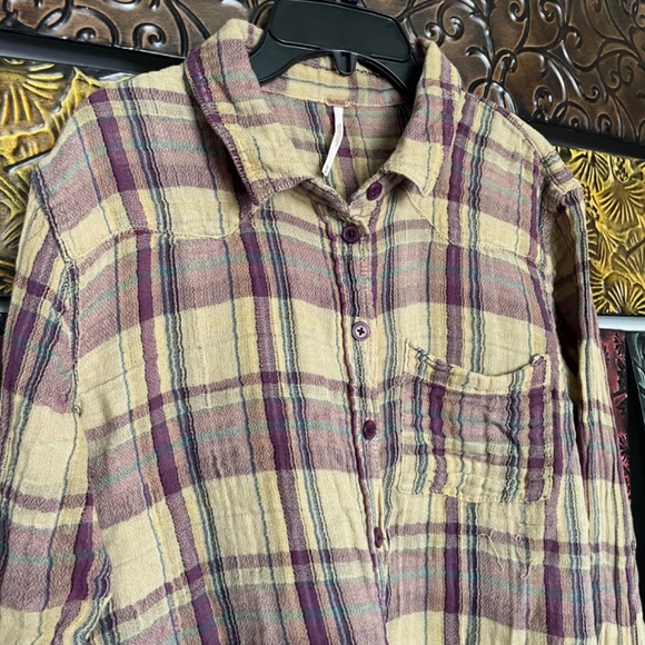 Free People Plaid Flannel Button Down Shirt - Picture 2 of 5